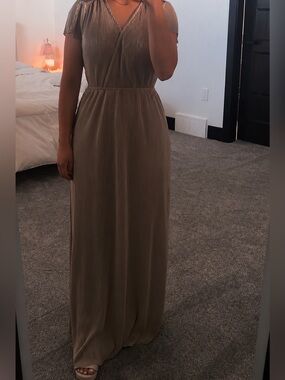 Baltic Born Taupe Pleated Maxi Dress